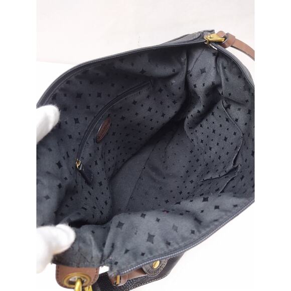 Fossil Black Leather Zipper Pockets Crossbody Bag - Picture 11 of 16